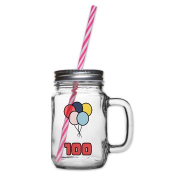 100. 100 JAHRE. 100-JÄHRIGES JUBILÄUM. GEBURTSTAG 100 - Henkelglas mit Schraubdeckel - Klar - Rechts