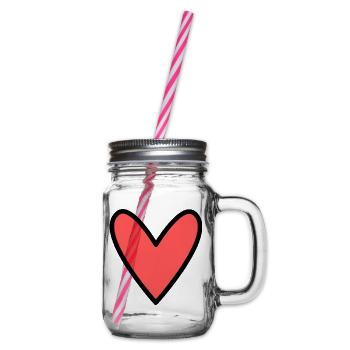 HEART. MOM. MOTHER'S DAY. HEART. FEAST - Glass jar with handle and screw cap - clear - Right