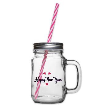 HAPPY NEW YEAR. NEW YEAR'S EVE. BEST WISHES - Glass jar with handle and screw cap - clear - Right