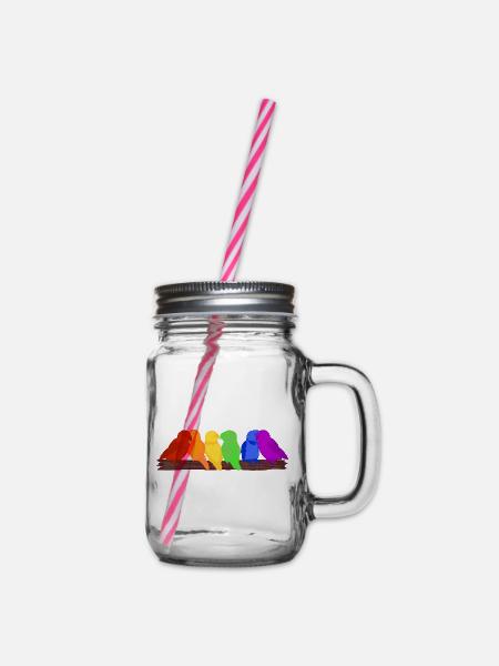 Regenbogen der Vögel - Henkelglas mit Schraubdeckel - Klar