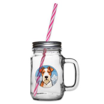Draht Foxterrier Hunderasse Karikatur Kawaii Watercol - Henkelglas mit Schraubdeckel - Klar - Rechts