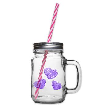 HERZ. HERZ. HEILIGER VALENTINSTAG. LIEBE. LIEBE. HERZ - Henkelglas mit Schraubdeckel - Klar - Rechts