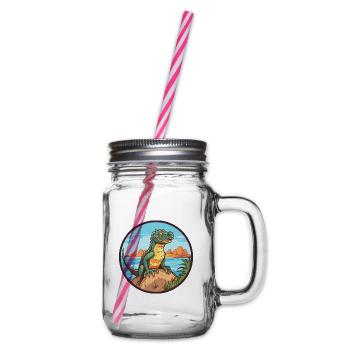 Basilisk Aquarell Cartoon Kawaii Clipart Tier - Henkelglas mit Schraubdeckel - Klar - Rechts