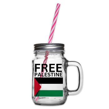 Free palestine flag | Gaza - Henkelglas mit Schraubdeckel - Klar - Rechts