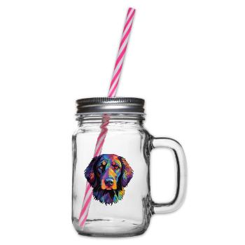 Flach beschichtetes Retriever-Hunderassen-Aquarellglas - Henkelglas mit Schraubdeckel - Klar - Rechts