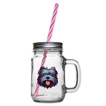 Skye Terrier Hunderasse Aquarell Karikatur Kawaii C - Henkelglas mit Schraubdeckel - Klar - Rechts