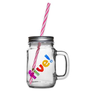 FIVE 5 YEARS 5TH BIRTHDAY - Glass jar with handle and screw cap - clear - Right