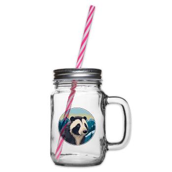 Dachs Aquarell Karikatur Kawaii Haustier Tier Farbe - Henkelglas mit Schraubdeckel - Klar - Rechts