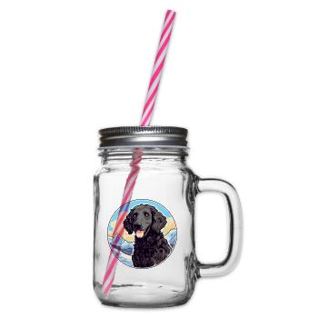 Lockige beschichtete Retriever-Hunderasse Karikatur Kawaii Wa - Henkelglas mit Schraubdeckel - Klar - Rechts