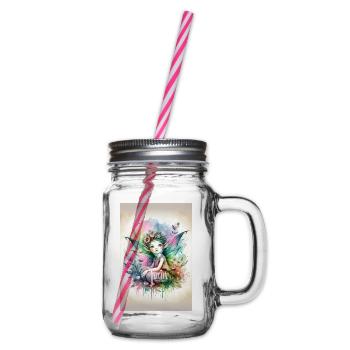 Leprechaun - Pixies - Blumen, Aquarell & Fee - Henkelglas mit Schraubdeckel - Klar - Rechts
