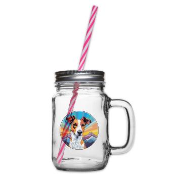 Glatter Foxterrier Hunderasse Cartoon Kawaii Waterc - Henkelglas mit Schraubdeckel - Klar - Rechts