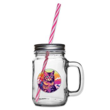 Havanna Braune Katze Bunte Karikatur Aquarell Illus - Henkelglas mit Schraubdeckel - Klar - Rechts