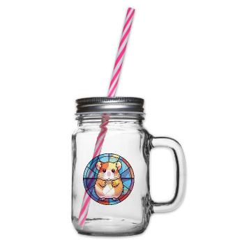 Bunte Aquarell-Tierillustration des Hamsters - Henkelglas mit Schraubdeckel - Klar - Rechts