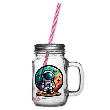 Kleiner Astronaut – Zwei Welten - Henkelglas mit Schraubdeckel - Klar - Rechts