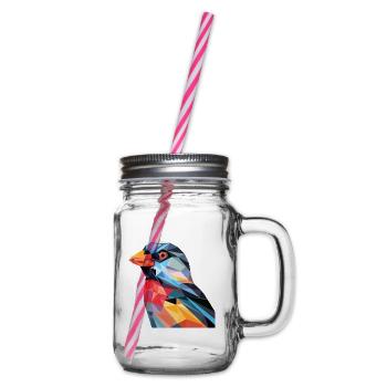 Fink Buntes Aquarell Tier Haustier Illustration - Henkelglas mit Schraubdeckel - Klar - Rechts