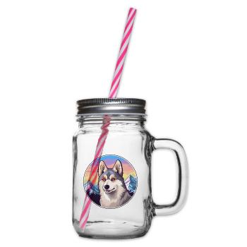 Alaskan Klee Kai Hunderasse Cartoon Kawaii Watercol - Henkelglas mit Schraubdeckel - Klar - Rechts