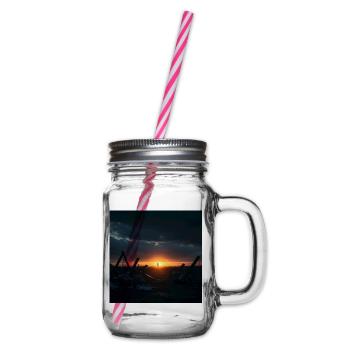 Sonnenuntergang am See - Henkelglas mit Schraubdeckel - Klar - Rechts