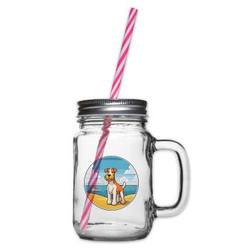 draht foxterrier hunderasse cartoon kawaii clipart - Henkelglas mit Schraubdeckel - Klar - Rechts