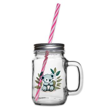 Koalabär mit Eukalyptusblättern - Henkelglas mit Schraubdeckel - Klar - Rechts