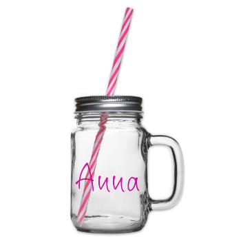 Anna Kalligrafie Neonpink - Henkelglas mit Schraubdeckel - Klar - Rechts