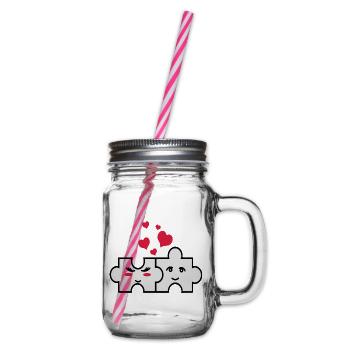 Puzzle-Paar - Henkelglas mit Schraubdeckel - Klar - Rechts