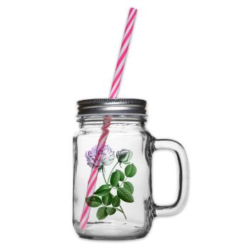 Pastellrose Botanikkunst-Print - Henkelglas mit Schraubdeckel - Klar - Rechts