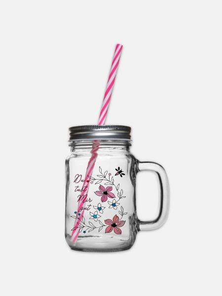 du tust mir gut, Blumenranke - Henkelglas mit Schraubdeckel - Klar