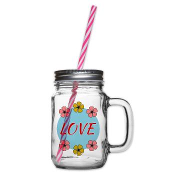 LIEBE. VALENTINSTAG. ICH LIEBE DICH. ICH LIEBE DICH. LIEBE - Henkelglas mit Schraubdeckel - Klar - Rechts