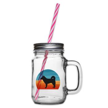 Alaskan Klee Kai Hundeliebhaber Silhouette Retro Sonnenuntergang - Henkelglas mit Schraubdeckel - Klar - Rechts
