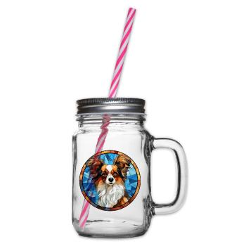 Papillon Hunderasse Aquarellglas - Henkelglas mit Schraubdeckel - Klar - Rechts