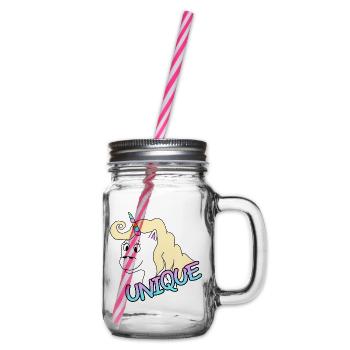 Einzigartiges Einhorn - Henkelglas mit Schraubdeckel - Klar - Rechts