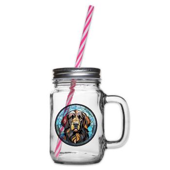 Neufundländer Hunderasse Aquarellglas - Henkelglas mit Schraubdeckel - Klar - Rechts