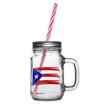 Puerto Rico Flag Flagge painted gemalt - Henkelglas mit Schraubdeckel - Klar - Rechts
