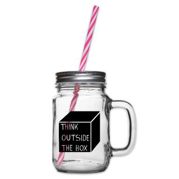 THINK OUTSIDE THE BOX - Henkelglas mit Schraubdeckel - Klar - Rechts