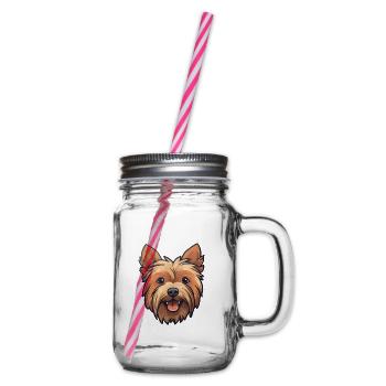Silky Terrier Hunderasse Aquarell Karikatur Kawaii - Henkelglas mit Schraubdeckel - Klar - Rechts