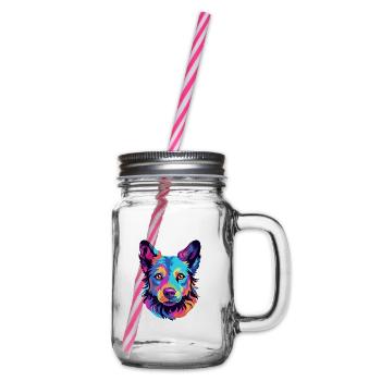 Mudi Hunderasse Aquarell Cartoon Kawaii Bunt - Henkelglas mit Schraubdeckel - Klar - Rechts