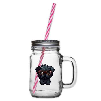 Affenpinscher Hunderasse Aquarell Karikatur Kawaii - Henkelglas mit Schraubdeckel - Klar - Rechts