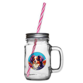 Papillon Hunderasse Karikatur Kawaii Aquarell - Henkelglas mit Schraubdeckel - Klar - Rechts