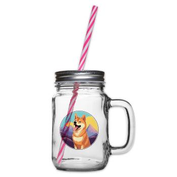 Neuguinea singende Hunderasse Cartoon Kawaii Waterc - Henkelglas mit Schraubdeckel - Klar - Rechts