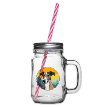 Lurcher Hunderasse Karikatur Kawaii Aquarell - Henkelglas mit Schraubdeckel - Klar - Rechts