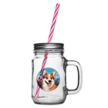 Kai Ken Hunderasse Cartoon Kawaii Aquarell - Henkelglas mit Schraubdeckel - Klar - Rechts