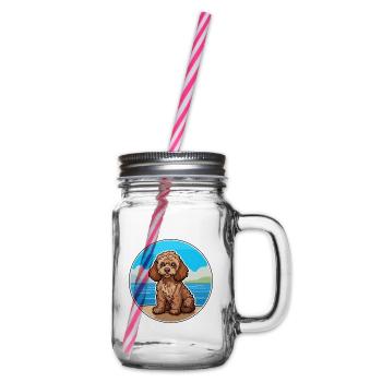 Cockapoo Hund Rasse Cartoon Kawaii Clipart Hund Haustier - Henkelglas mit Schraubdeckel - Klar - Rechts