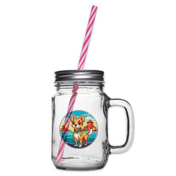 Chinesische kaiserliche hunderasse cartoon kawaii clipart - Henkelglas mit Schraubdeckel - Klar - Rechts