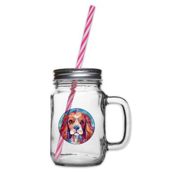Cavalier King Charles Spaniel Hunderasse Aquarell - Henkelglas mit Schraubdeckel - Klar - Rechts