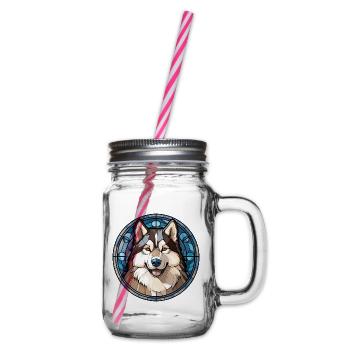Alaskan Malamute Hunderasse Aquarellglas - Henkelglas mit Schraubdeckel - Klar - Rechts