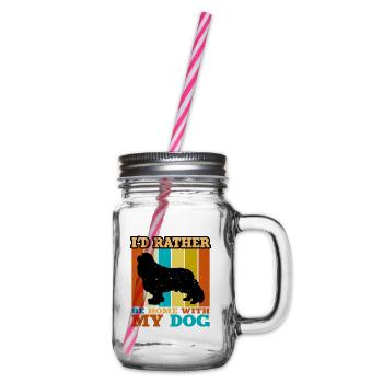 Cavalier King Charles Spaniel Hund Silhouette - Henkelglas mit Schraubdeckel - Klar - Rechts