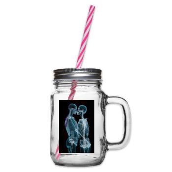 Ein Paar Skelette umarmt und geküsst Röntgen X-Ray - Henkelglas mit Schraubdeckel - Klar - Rechts