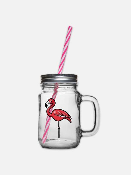 Flamingooo - Henkelglas mit Schraubdeckel - Klar
