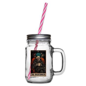 The Overthinker Tarotkarte lustiges Skelett Retro - Henkelglas mit Schraubdeckel - Klar - Rechts