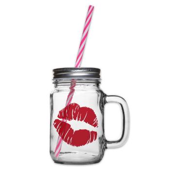 Red Lip Kiss - Henkelglas mit Schraubdeckel - Klar - Rechts